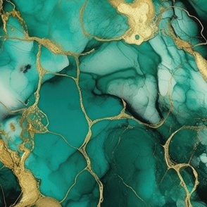 Jade and Gold Alcohol Ink 2