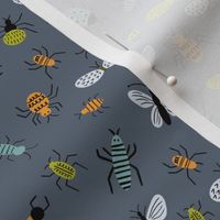 Cute doodle bugs, beetles, moths, gnats and more - gray - small scale - shw1029 a