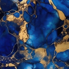 Cobalt Blue and  Gold Alcohol Ink 1