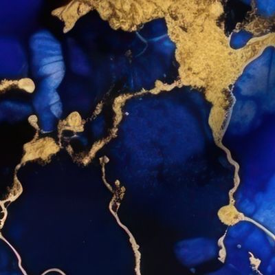 Cobalt Blue and  Gold Alcohol Ink 3