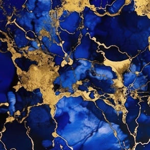 Cobalt Blue and  Gold Alcohol Ink 3