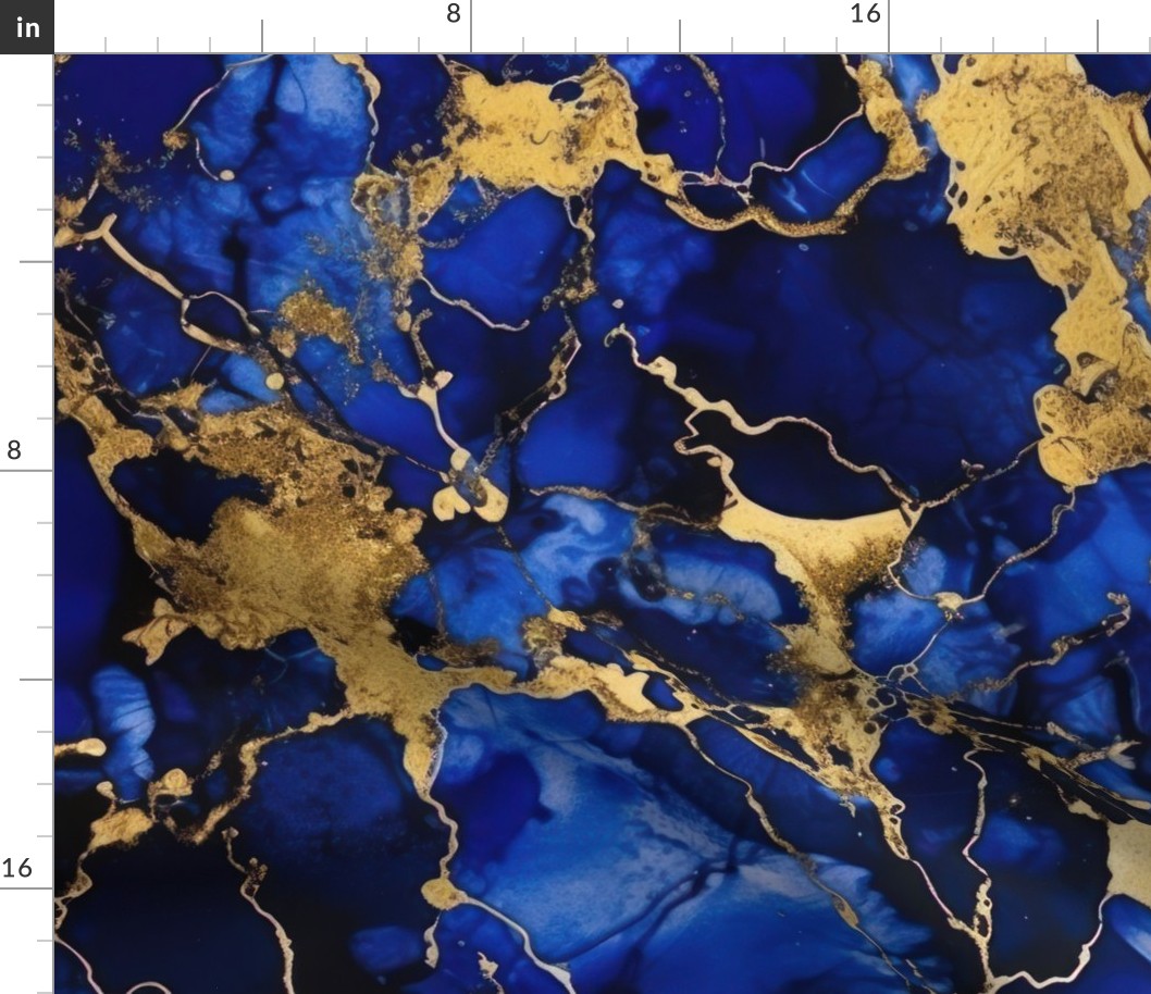 Cobalt Blue and  Gold Alcohol Ink 3