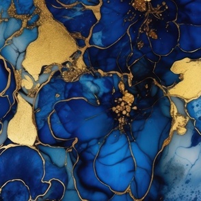Cobalt Blue and  Gold Alcohol Ink 4