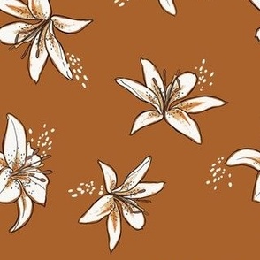 Boho Lilies - brown - small scale