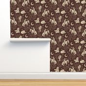 Cowboys and Cacti - large - brown and cream 