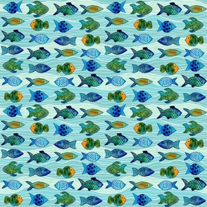 Pattern Clash Fish in the Sea Hand Painted Watercolor