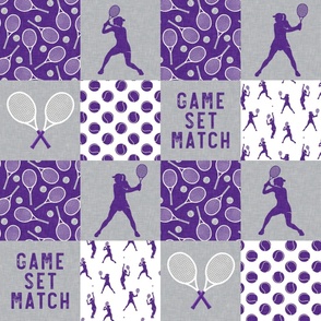 Game Set Match - Tennis Wholecloth - Purple/grey - Women's Tennis Players -  LAD23