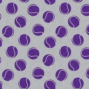 (small scale) tennis balls purple on grey - LAD23