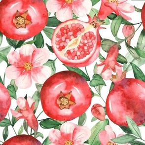 Watercolor Pomegranate Pattern, Small Scale