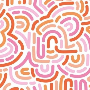 Funky colorful disco summer African Maze - retro groovy swirls and circles pink orange blush
