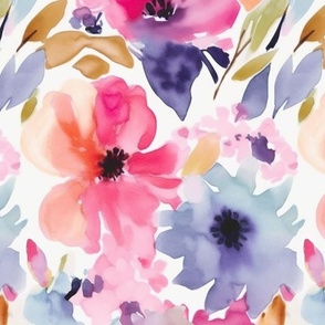Pastel Loose Watercolor Floral Summer Pattern