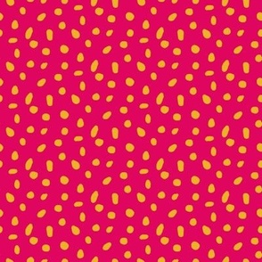 Tossed Yellow Spots on Hot Pink Ground Non Directional Medium Scale Blender