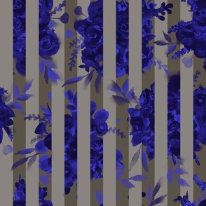 bouquets intense blue and taupe stripes