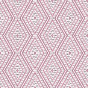 French Linen Fresh Pink White Rhombu Stripes Summer Pattern Smaller Scale