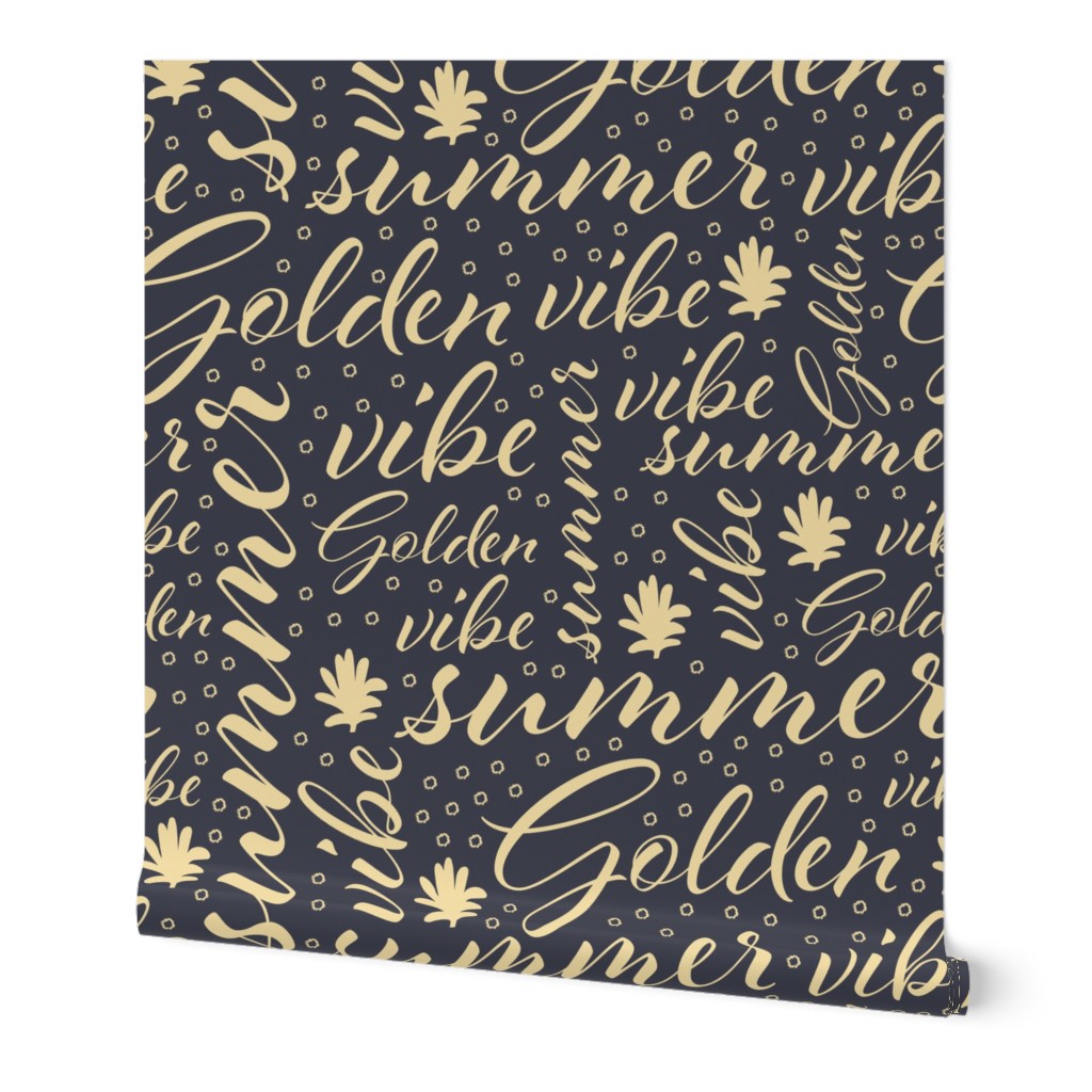 (large scale) golden summer typography with palm fronds