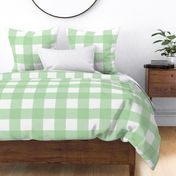 Jumbo scale green gingham - green and white check - buffalo check