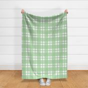 Jumbo scale green plaid - green gingham with narrow darker stripe - buffalo plaid