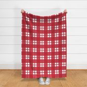 Jumbo scale red plaid - red and white gingham with narrow darker stripe - buffalo plaid