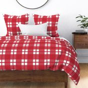 Jumbo scale red plaid - red and white gingham with narrow darker stripe - buffalo plaid