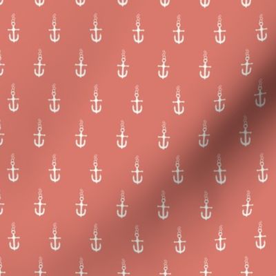 Small Muted Red and White Nautical Anchors