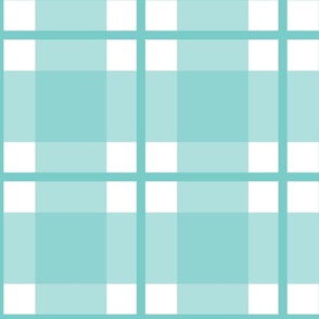 Jumbo scale turquoise plaid - turquoise gingham with narrow darker stripe - buffalo plaid