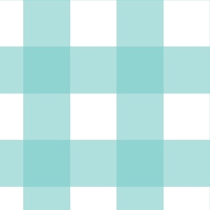 Jumbo scale turquoise gingham - turquoise and white check - buffalo check