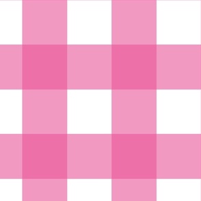 Jumbo scale deep Pink Gingham - deep Pink and White check - buffalo check