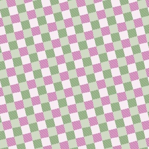Rosy Striped Diagonal Checkerboard