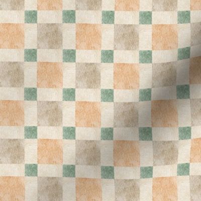 Neutral Plaid Blocks – Cream, Green and Orange Plaid Pattern, Gender Neutral Fabric (block C) small scale