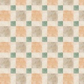 Neutral Plaid Blocks – Cream, Green and Orange Plaid Pattern, Gender Neutral Fabric (block C) small scale