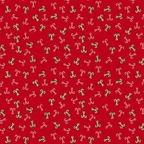 Candy Cane Scatter on Christmas Red small scale 2.6 x 2.6