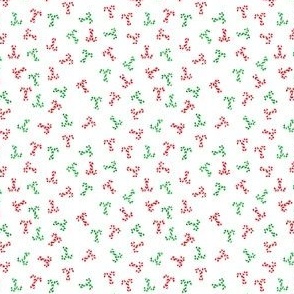 Red & Green Candy Cane Scatter on white small scale 2.6 x 2.6