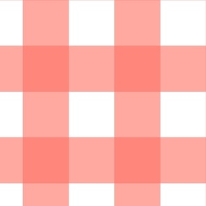 Jumbo scale coral gingham - Living Coral and white check - buffalo check