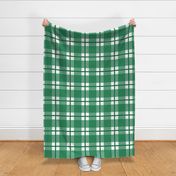 Jumbo deep green plaid - deep green gingham with narrow darker stripe - buffalo plaid