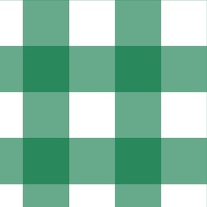 Jumbo scale deep green gingham - deep green and white check - buffalo check