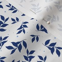 Spring Leaves - Porcelain White and Blue - Medium Scale