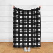 Jumbo scale black and white plaid - black and white gingham with narrow darker stripe - buffalo plaid