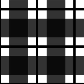 Jumbo scale black and white plaid - black and white gingham with narrow darker stripe - buffalo plaid