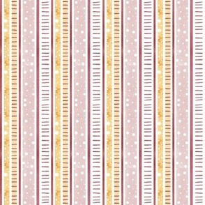 4" 4" Striped Dots n Dashes Pink White Gold Watercolor