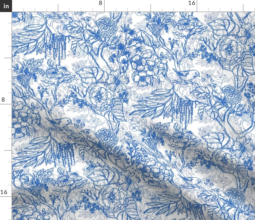 Lovebirds Botanical Toile (layered print)