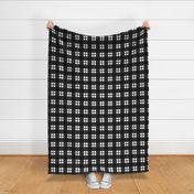 Large scale black and white plaid - black and white gingham with narrow darker stripe - 12 inch repeat