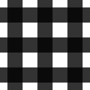Large scale black and white gingham - black and white check - 12 inch repeat