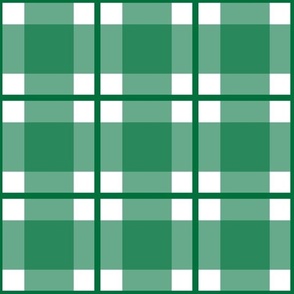 Large deep green plaid - deep green gingham with narrow darker stripe - 12 inch repeat