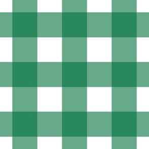 Large scale deep green gingham - deep green and white check - 12 inch repeat