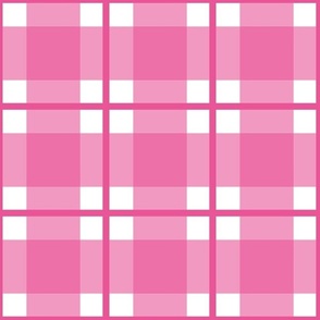 Large Deep Pink Plaid - Deep Pink and White gingham check with narrow darker stripe - 12 inch repeat