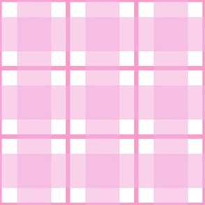 Large Pink Plaid - Pink and White gingham check with narrow darker stripe - 12 inch repeat