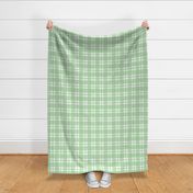 Large scale green plaid - green gingham with narrow darker stripe - 12 inch repeat