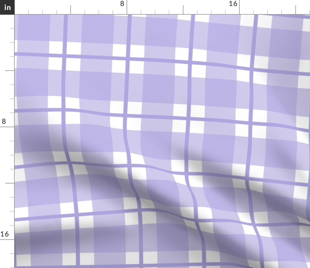 Large scale lilac plaid - lilac gingham with narrow darker lilac stripe - buffalo plaid