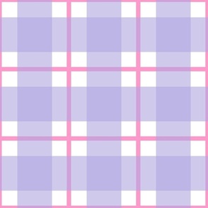 Large scale lilac and pink plaid - lilac gingham with narrow pink stripe - 12  inch repeat
