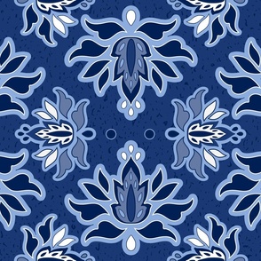 Damask Blossom - Colbalt Blue - Large Scale